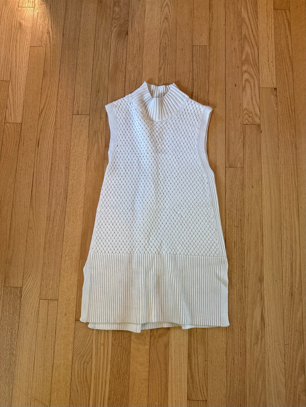 White House Black Market Cream Sleeveless Knit Tank Dress